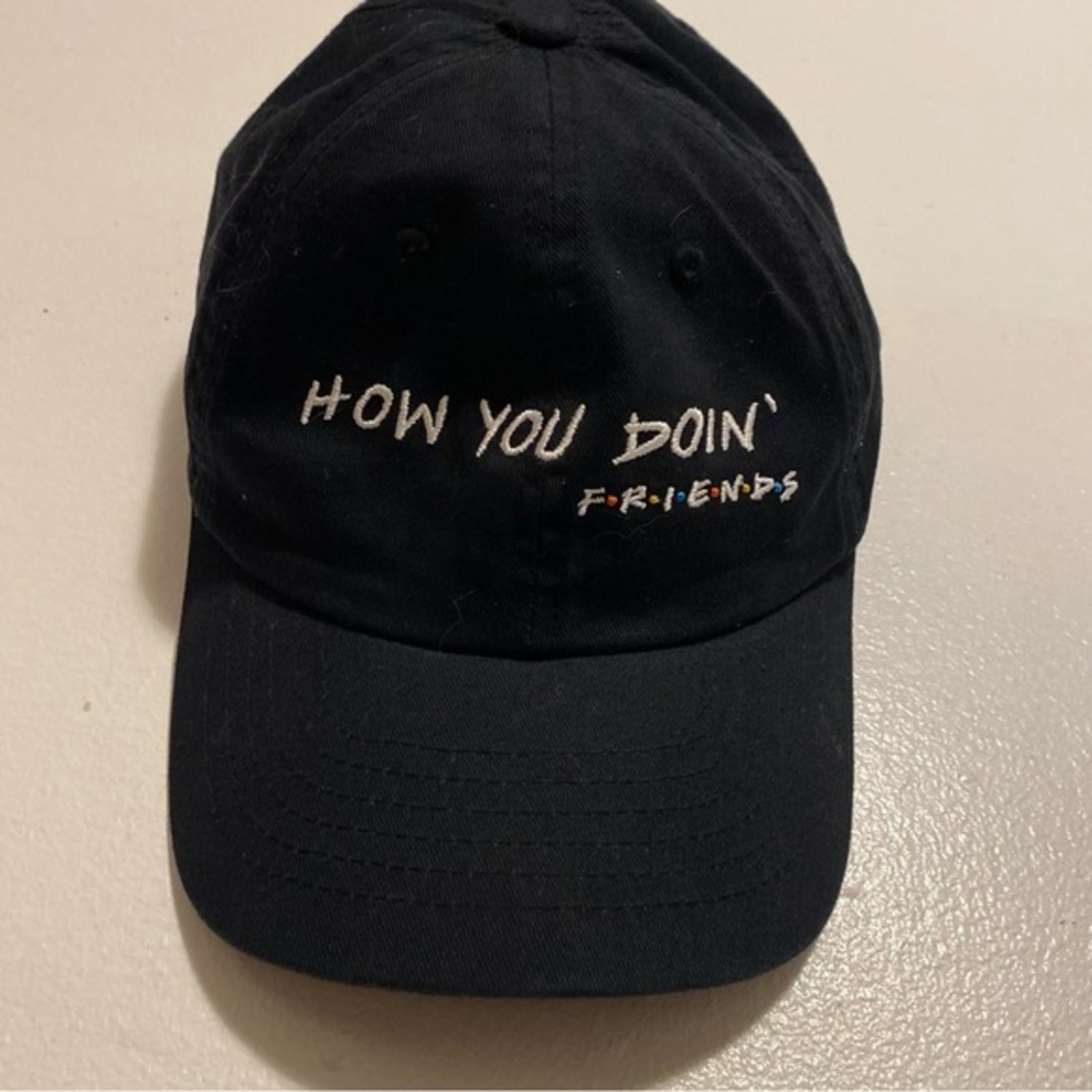 Friends Hat Cap Adults One Size Adjustable Black Logo How You Doin